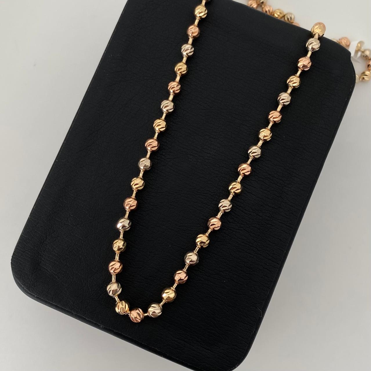 Cadena militar balin diamantado Tres oros 18k 22,80 Gr / 4,0 mm / 60 Cm Broche 0,80